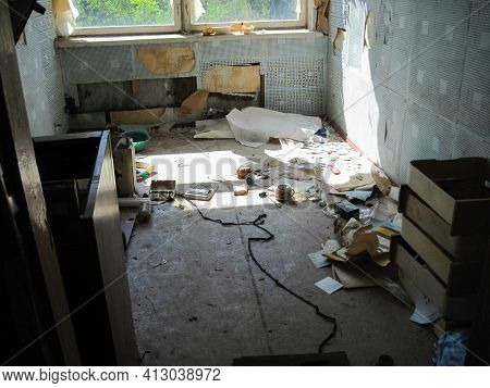 Rooms And Corridors Of The Abandoned Industrial Building Of Chigirin Nuclear Power Plant