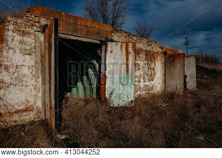 Entrance To Abandoned Underground Depot In Soviet Military Base