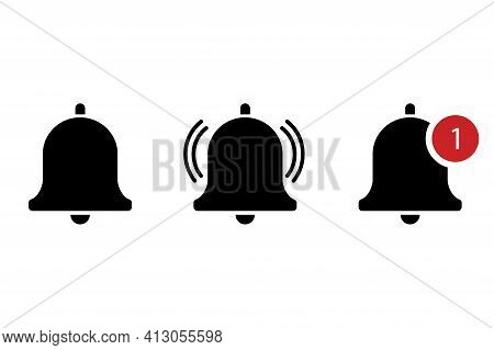 Message Bells In Flat Style. App Interface Template. Clock Icon Vector. Social Media Flat Icon. Stoc