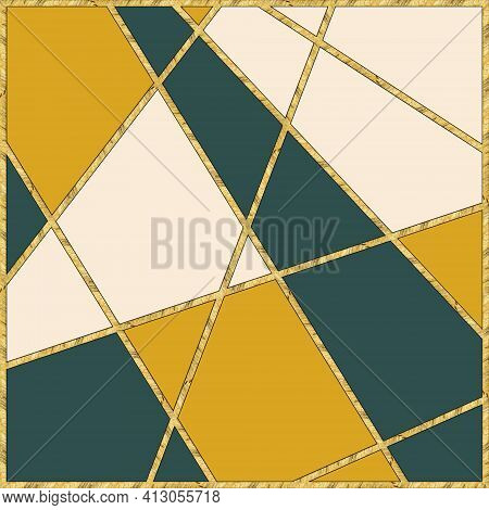 Modern Mosaic, Inlay. Illustration In Stained Glass Style. Art Deco Background. Geometric Pattern. C