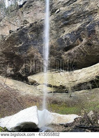 Waterfall Sulzigbachfall (waterfall Sulzigbach Or Sulzigbachfall Wasserfall) In The Sulzigtobel Ravi