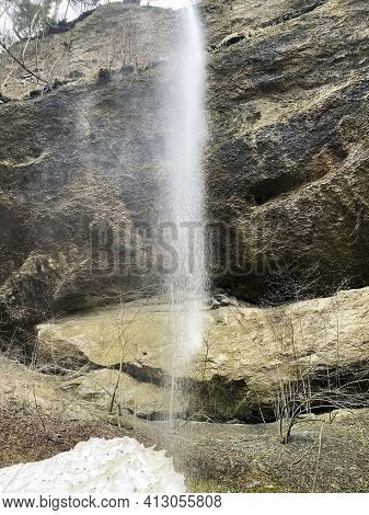 Waterfall Sulzigbachfall (waterfall Sulzigbach Or Sulzigbachfall Wasserfall) In The Sulzigtobel Ravi