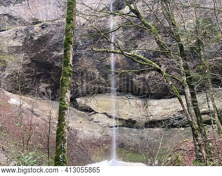 Waterfall Sulzigbachfall (waterfall Sulzigbach Or Sulzigbachfall Wasserfall) In The Sulzigtobel Ravi