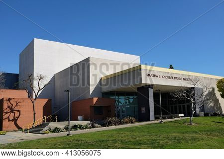 LONG BEACH, CALIFORNIA - 16 MAR 2021: The Martha B. Knoebel Dance Theater on the campus of California State University Long Beach.