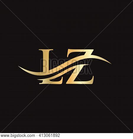 Water Wave Lz Logo Vector. Swoosh Letter Lz Logo Design For Business And Company Identity.