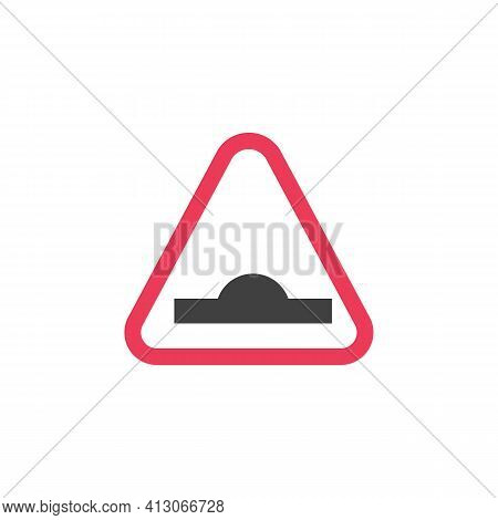 Hump Ahead Warning Sign Flat Icon, Speed Bump Vector Sign, Colorful Pictogram Isolated On White. Sym