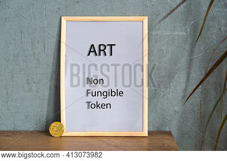 Crypto Art Concept. Blockchain Called Nfts. Digital Collectibles For Cryptocurrencies. Non-fungible
