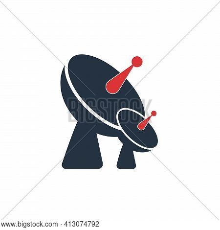 Radar Vector Icon Satellite Dish Tv Technology. Vector Illustration On White Background.