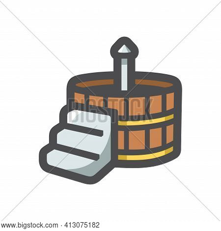 Japanese Bath Wooden Vector Icon Cartoon Illustration