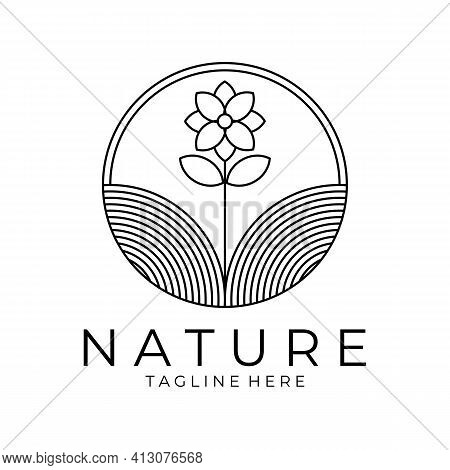Nature Logo Design. Line Art Logo Vector Illustration