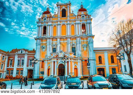 Catholic Church Of St. Casimir  On Street Didzioji   In The Historic Part Of The Old City Of Vilnus.