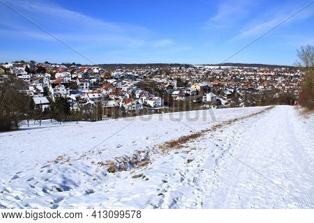 View Of A Building Area With Single And Multi-family Houses In Weissach