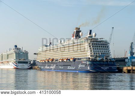 Bremerhaven, Germany - September 15, 2020: Cruise Ship Mein Schiff 4 Anchored At Eurogate Cruise Shi