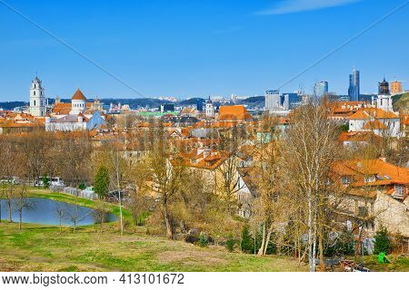 View Of Vilnius From The Hill Of The Bastion Of The Vilnius City Wall.