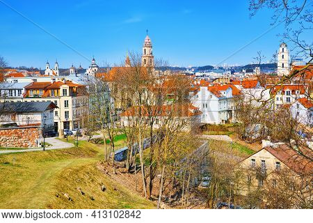 View Of Vilnius From The Hill Of The Bastion Of The Vilnius City Wall.