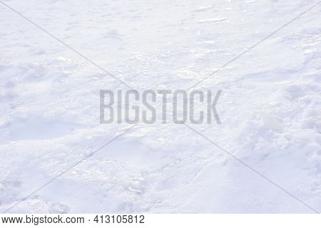 Snow Crust - A Layer Of Ice Over A Layer Of Snow. Texture, Pattern, Winter Background.