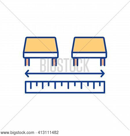 Spacing Desks In Office Rgb Color Icon. Maintaining Social Distancing. Gaps Between Desks. Planning 