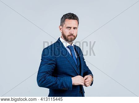 Confident Businessman With Bristle. Male Beauty And Fashion. Charismatic Business Man Or Manager. Bo