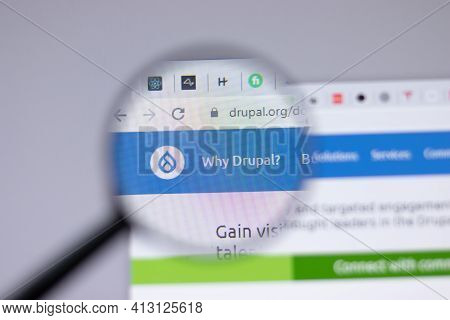 New York, Usa - 18 March 2021: Drupal Company Logo Icon On Website, Illustrative Editorial