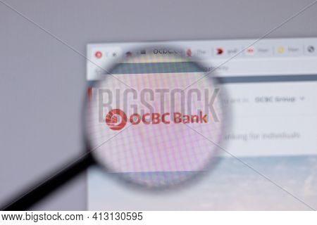 New York, Usa - 18 March 2021: Ocbc Bank Company Logo Icon On Website, Illustrative Editorial