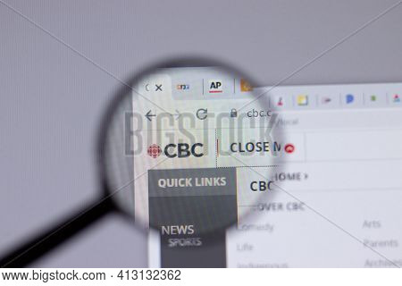 New York, Usa - 18 March 2021: Canadian Broadcasting Corporation Cbc Company Logo Icon On Website, I