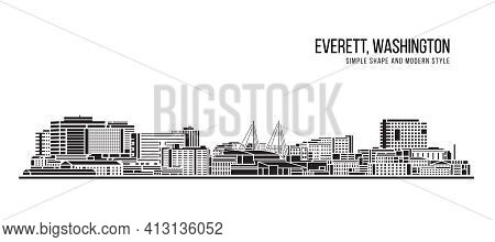 Cityscape Building Abstract Simple Shape And Modern Style Art Vector Design -  Everett, Washington