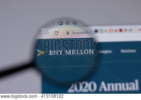 New York, Usa - 18 March 2021: Bny Mellon Company Logo Icon On Website, Illustrative Editorial