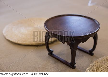 Korean Traditional Small Portable Dining Table With Cabrioles.