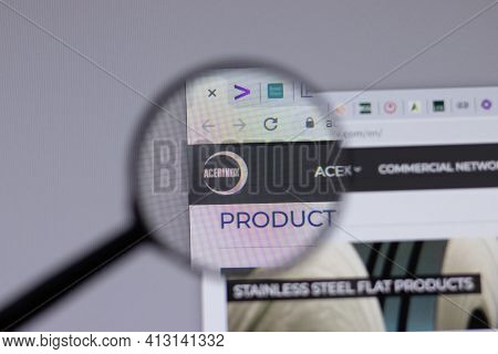 New York, Usa - 18 March 2021: Acerinox Company Logo Icon On Website, Illustrative Editorial