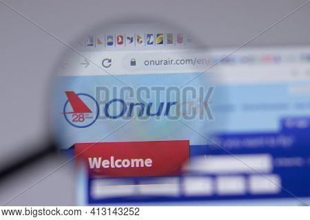 New York, Usa - 18 March 2021: Onur Air Company Logo Icon On Website, Illustrative Editorial