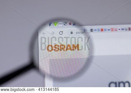 New York, Usa - 18 March 2021: Osram Company Logo Icon On Website, Illustrative Editorial