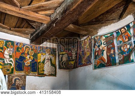 Yeha, Ethiopia - Feb 10, 2020: The Interior Of The Great Temple Of The Moon, Privy To Walia Ibex In 
