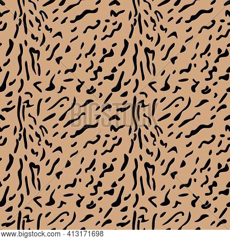 Seamless Pattern Of Lynx Cat Skin. Background Design, Textile Decoration, Animalistic Print.