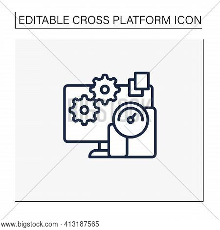 Testing Apps Line Icon. Testing New Applications Inside Different Platforms. Trial New Operation Sys