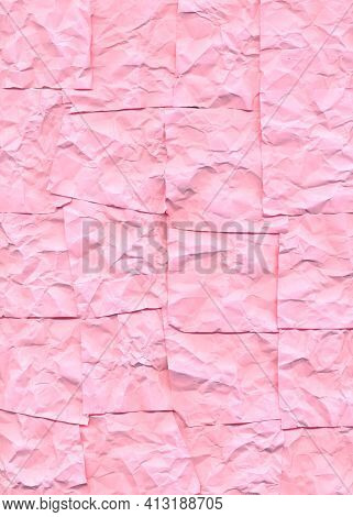Background Consist Of Crumpled Pink Paper Pieces