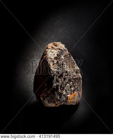 Prehistoric Clam Shell Substituted With Vivianite Crystals. A Backlight Photo Of Stone Isolated On B