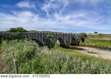 Old Historic Stone Bridge In Idanha A Velha, Portugal