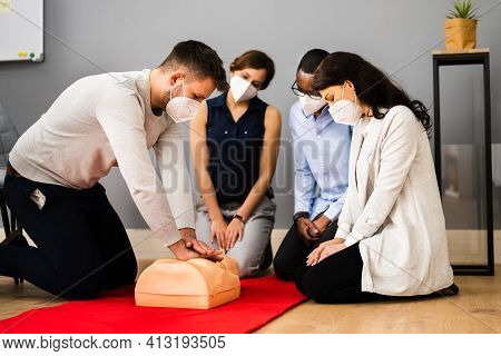 First Aid Cpr Resuscitate Training In Face Mask