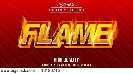 Editable Text Style Effect - Flame Text Style Theme. Graphic Design Element.