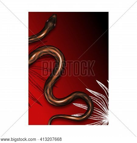 Exotic Snakes Terrarium Advertising Banner Vector Illustration