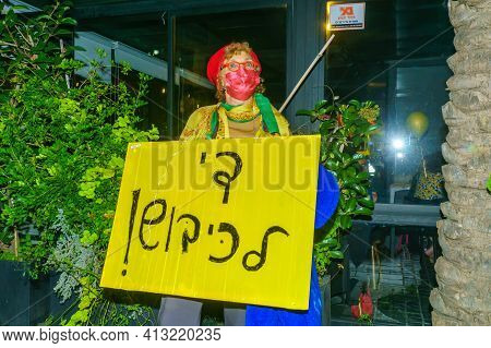 Haifa, Israel - March 17, 2021: Protestors Against Prime Minister Benjamin (bibi) Netanyahu, And A C