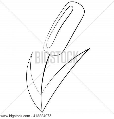Single Element Reed. Draw Illustration In Black And White