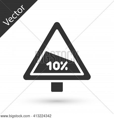 Grey Steep Ascent And Steep Descent Warning Road Icon Isolated On White Background. Traffic Rules An