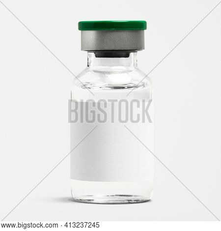 Medical bottle glass vial with blank white label
