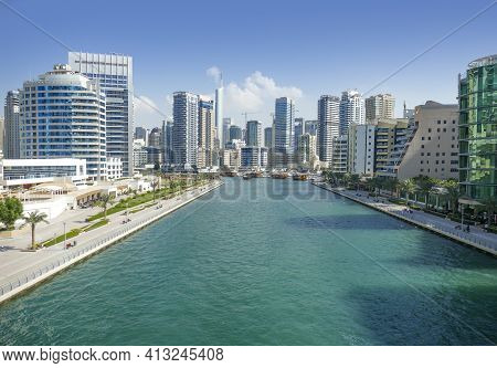 City View Around Dubai Creek Marina In Dubai, The Most Populous City In The United Arab Emirates