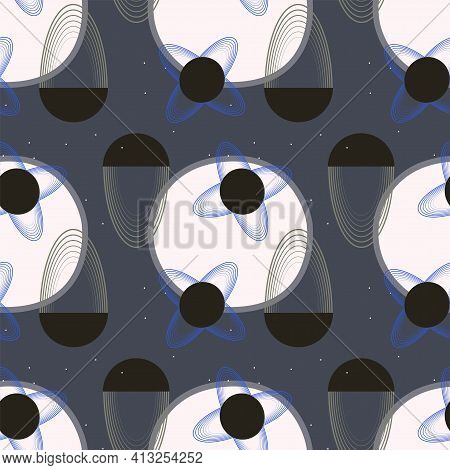Mid Century Modern Seamless Pattern, Vector Illustration. Trendy Design For Textile, Fabric, Wallpap
