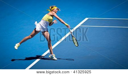 เมลเบิร์น - 19 มกราคม: Maria Kirilenko ของรัสเซียในเธอชนะรอบสามผ่าน Yanina Wickmayer ของถูก