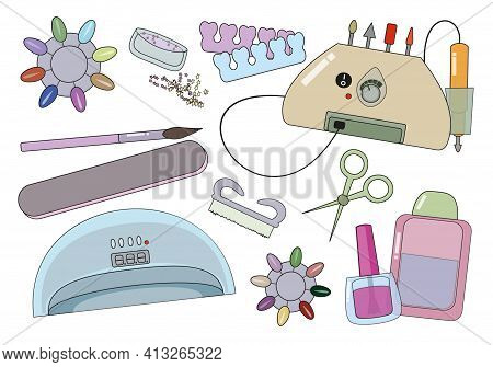 Set Of Manicure And Pedicure Tools And Accessories