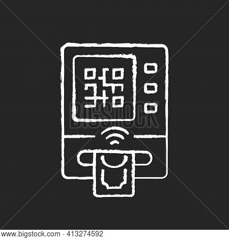 Cardless Atm Chalk White Icon On Black Background. Cardless Withdrawals Give Opportunity To Establis