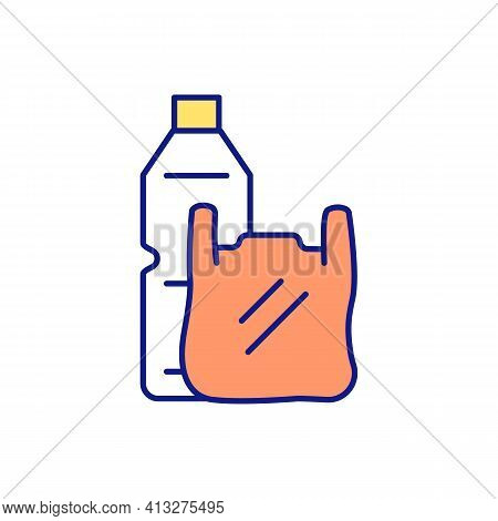 Plastic Bottle And Bag Rgb Color Icon. Impact Of Harmful Emissions On Climate Change. Lengthy Decomp